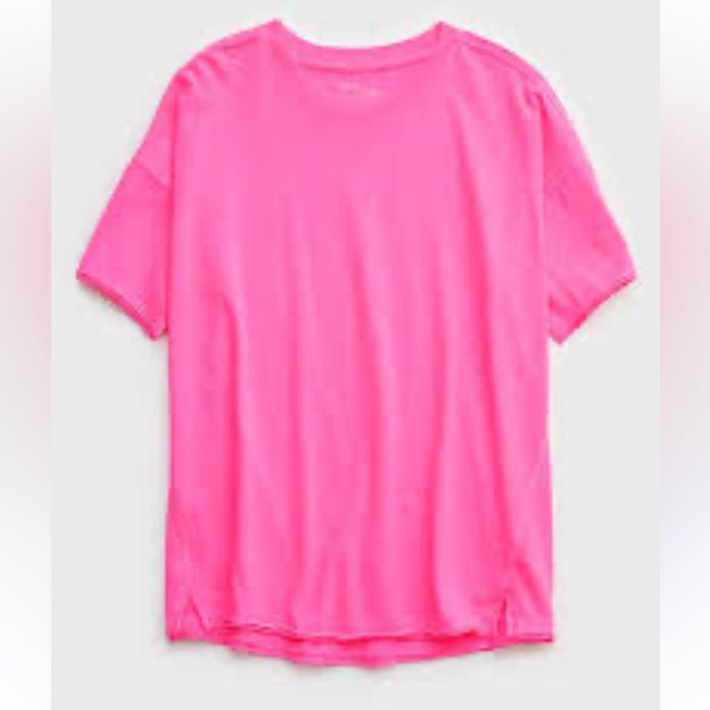 Aerie Neon Pink Oversized Crew Neck Tee Size XL